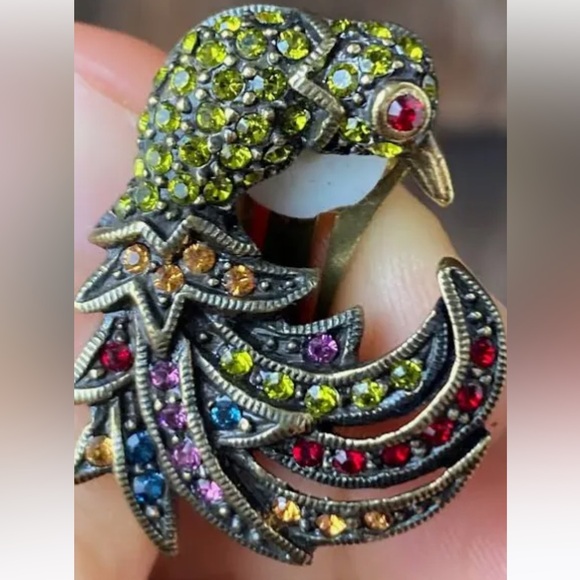 Heidi Daus “For The Birds” clip vintage Swarovski Crystals earrings EUC - Picture 5 of 10